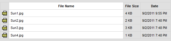 Panel plików CKFindera z widokiem listy